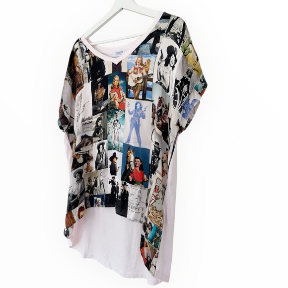UNBREAK.IT • Silk Western Cowgirl Art Print V-Neck Top Made in Italy - Picture 7 of 13